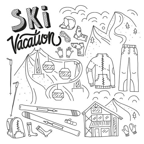 Premium Vector Ski Equipment In Vector Ski Kit Infographic Set Doodle