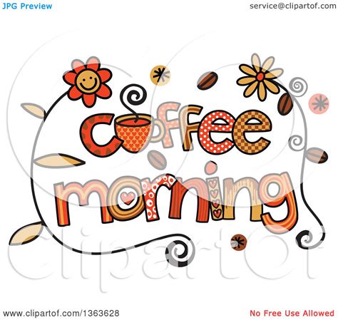 Clipart of Colorful Sketched Coffee Morning Word Art - Royalty Free ...