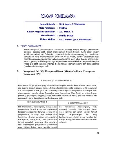 Kompetensi Inti Ki Kompetensi Dasar Kd Dan Indikator Pencapaian