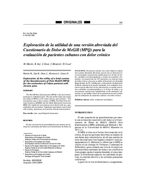 (PDF) Exploración de la utilidad de una versión abreviada del ...