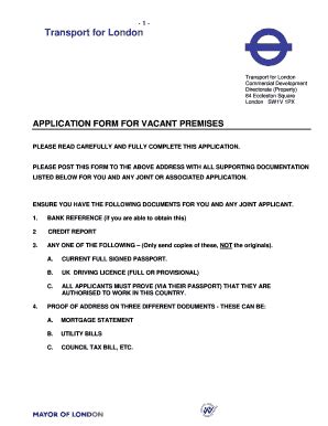 Fillable Online Tfl Gov Application Form For Vacant Premises