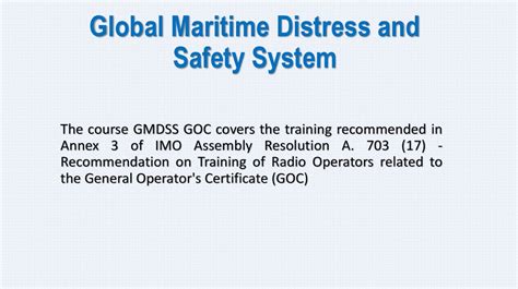 Global Maritime Distress And Safety System Online Presentation