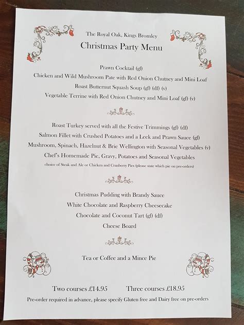 Menu At The Royal Oak Pub And Bar Kings Bromley