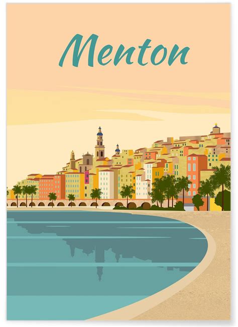 Affiche ville Menton 2 déco mur LAfficherie