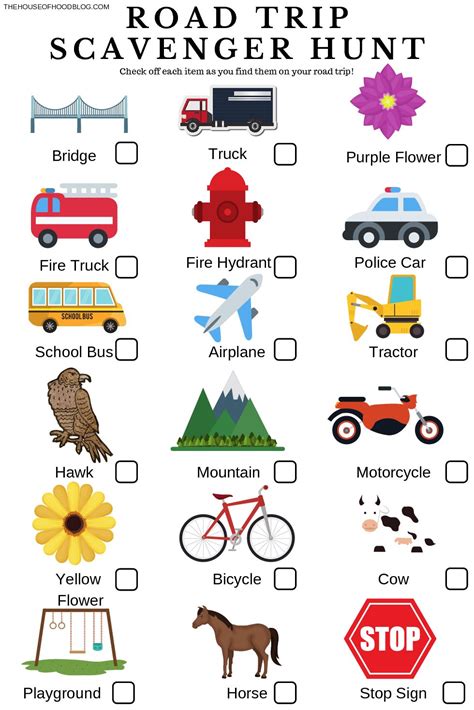 Free Printable Scavenger Hunt Car Rides