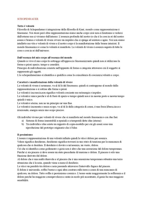 La filosofia di Schopenhauer: tutto è volontà | Appunti di Filosofia