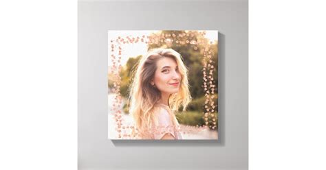 Rose Gold Hearts Border Photo Canvas Print Zazzle