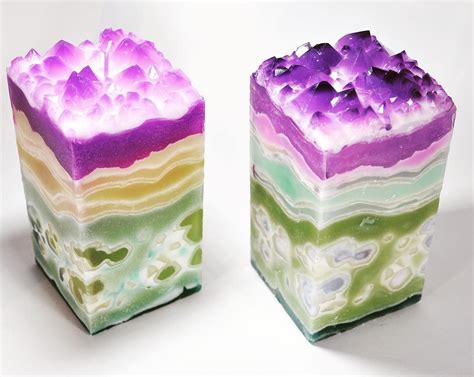 Cactus Flowergemstone Candles By Amethyst And Amber Gemstone Candles