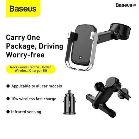 Baseus Rock Solid Electric Holder Wireless Charger Kit Air Outlet Base