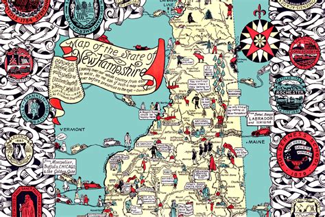 Beautifully detailed map of New Hampshire history from 1926