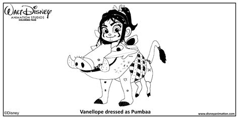 Walt Disney Animation Studios Coloring Page Vanellope Dressed As