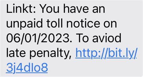 Linkt Scam Sms Text Message Unpaid Toll Notice