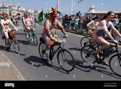 Kings Parade City Of Brighton And Hove East Sussex UK Brighton Naked Bike Ride 2022 Along