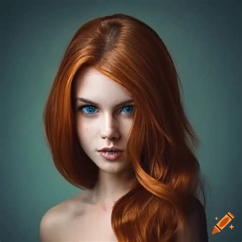 Beautiful Young Woman Shoulder Length Auburn Hair Very Light Freckles