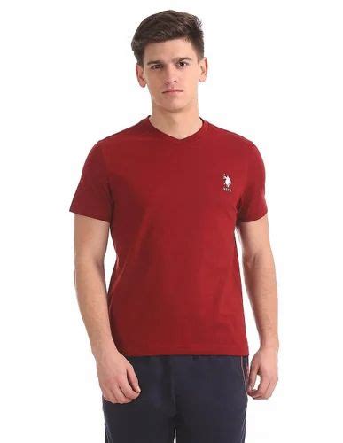 U S Polo Assn Red V Neck Tee For Men I At Rs