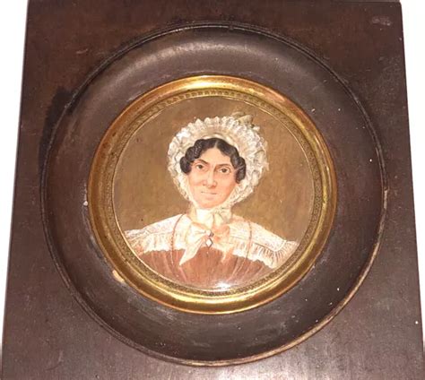 TABLEAU PEINTURE MINIATURE portait femme gouache fin 19ème EUR 160 00