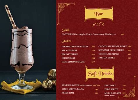 Anarkali Restaurant Rawalpindi Commercial Menu