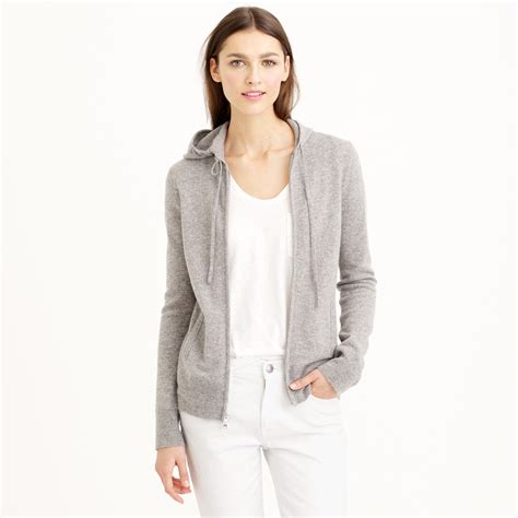 Lyst Jcrew Italian Cashmere Zip Front Hoodie In Gray