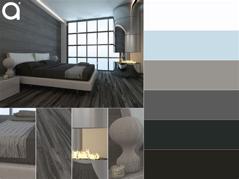 A Bedroom With Wood Flooring And Gray Walls Including A Bed In The Center