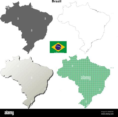 Brazil Outline Map Set Stock Vector Image Art Alamy