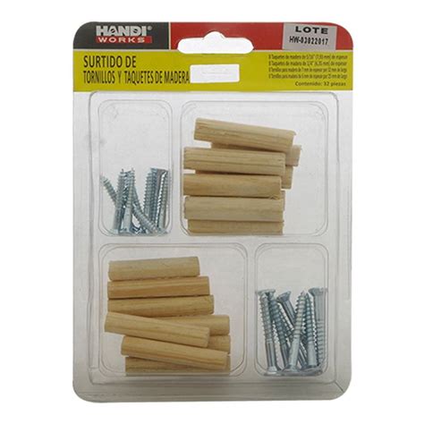 Surtido De Tornillos Y Taquetes De Madera Handi Works 32 Piezas Walmart