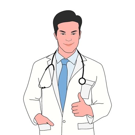 Premium Vector A Doctor Man In A Lab Coat With A Stethoscope On His