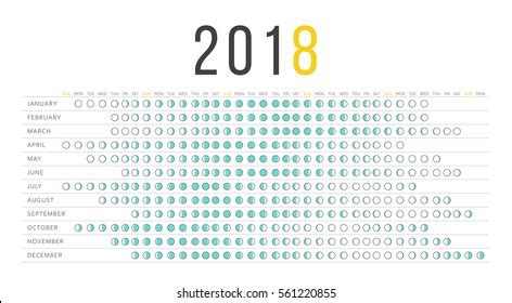 Moon Calendar 2018 Astrological Moon Phases Stock Vector (Royalty Free ...