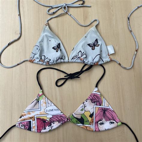 Women S Grey And Pink Bikini And Tankini Tops Depop