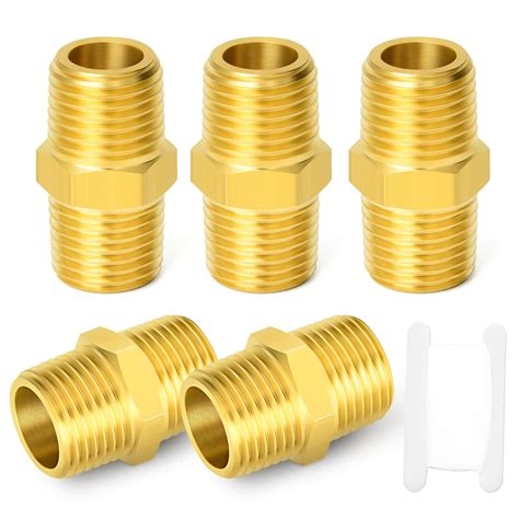 Gasher Pc Brass Pipe Fitting Reducing Hex Nipple Inch Male Pipe