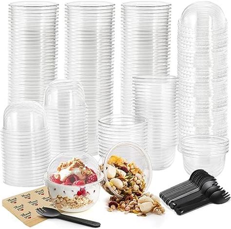 Amazon Pack Oz Clear Plastic Cups With Dome Lids Disposable