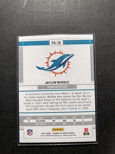 2021 Chronicles Panini Jaylen Waddle Rookie RC Dolphins PA 26 EBay