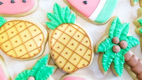 Tropical Pineapple Decorated Sugar Cookies On Kookievision Youtube