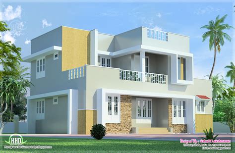 Beautiful 2 Floor Villa Elevation In 1400 Sqfeet Home Kerala Plans