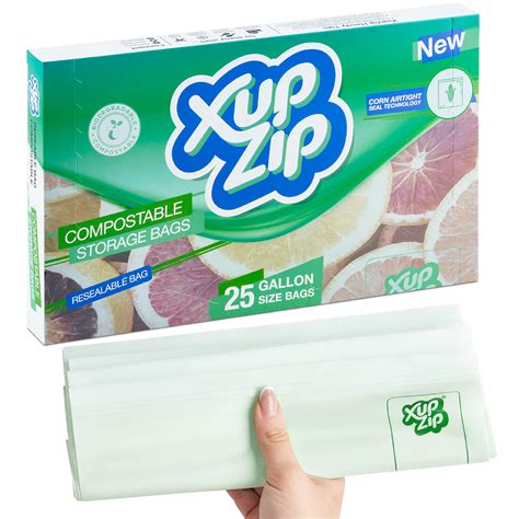 Xupzip Compostable Freezer Bags 25 Pack Gallon Size Biodegradable