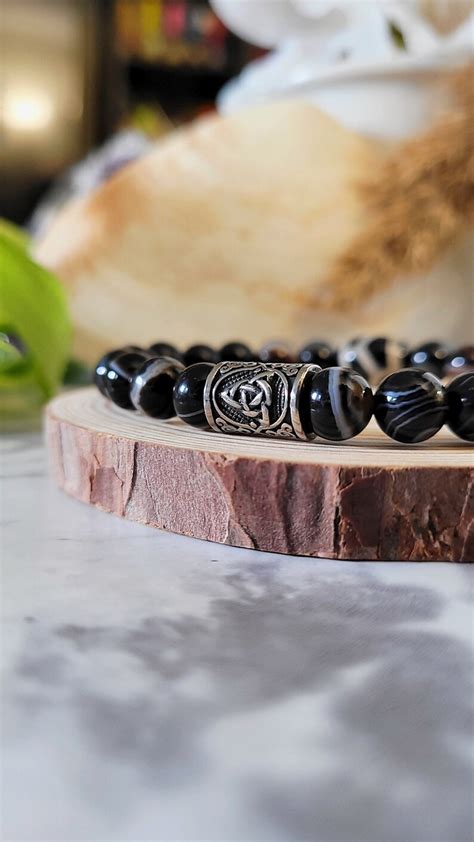 Trinity Celtic Knot Men Bracelet Dzi Turtle Black Bracelet Men Health