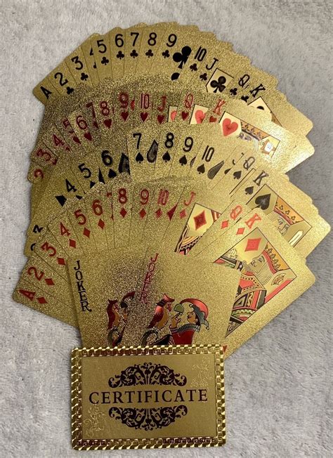 24k Gold Diamond Foil Playing Cards Franklin 100 Waterproof For Sale