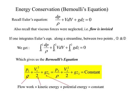 Ppt Energy Conservation Bernoullis Equation Powerpoint