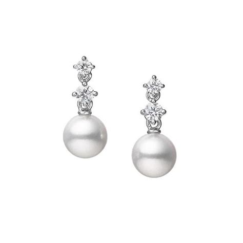 Mikimoto Cultured Akoya Pearl and Diamond Drop Earrings - R.F. Moeller Jeweler