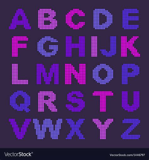 Pixel Alphabet With Colored Letters Royalty Free Vector