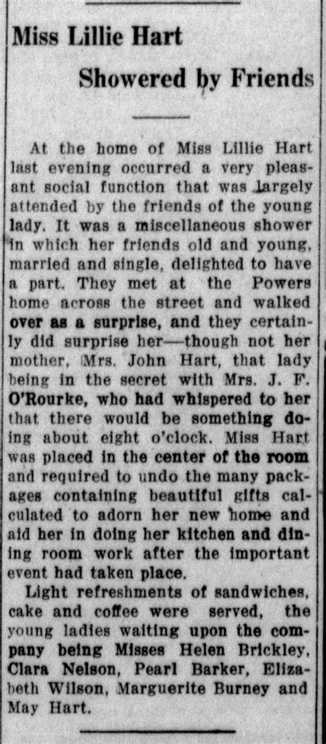 Miss Lillie Hart Showered by Friends - Newspapers.com