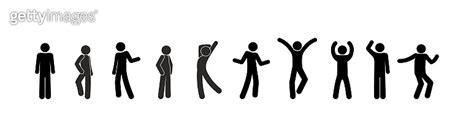 man stands various poses stick figure man icons 이미지 1191415315 게티