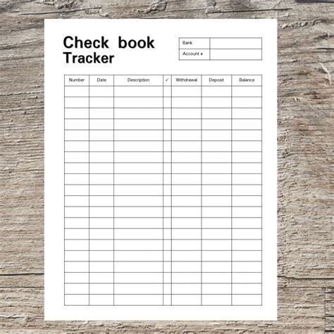 Check Register Template Check Register Printable Checkbook Etsy