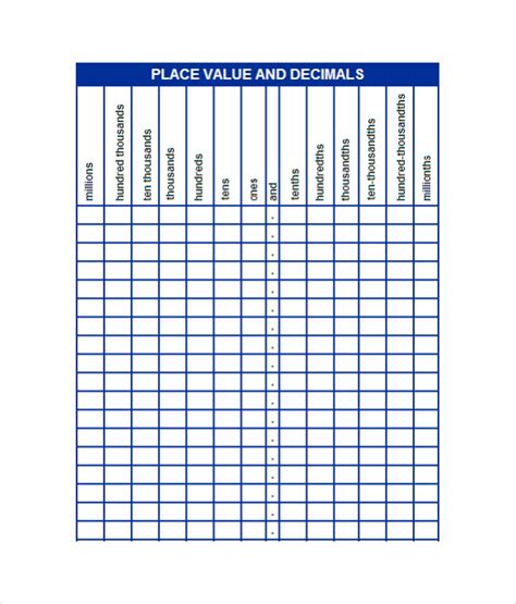 Place Value Template Printable Printable Templates