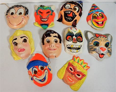 Ten Vintage Plastic Halloween Masks | EBTH