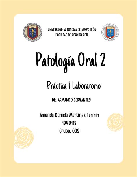 Práctica 1 PATO 2 Practicas Patología Oral Ii Práctica 1