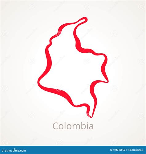 Colombia Outline Map Stock Vector Illustration Of Line