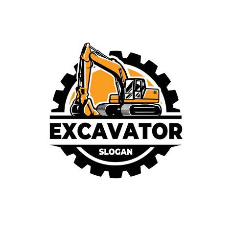 Premium Excavator Logo Emblem Circle Badge Vector Isolated Template