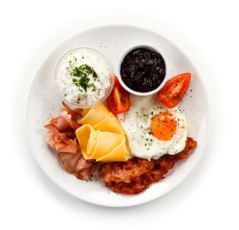 Fried Egg with Beacon - Breakfast Stock Image - Image of plate, portion ...