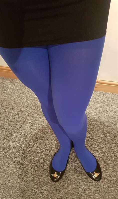 Flats And Tights With Lycra Micro Mini Skirt 💙🖤 In 2024 Blue Tights Colored Tights Outfit Tights