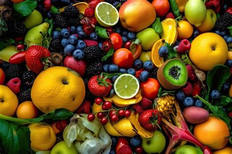 Un Montón De Frutas Diferentes Foto Premium